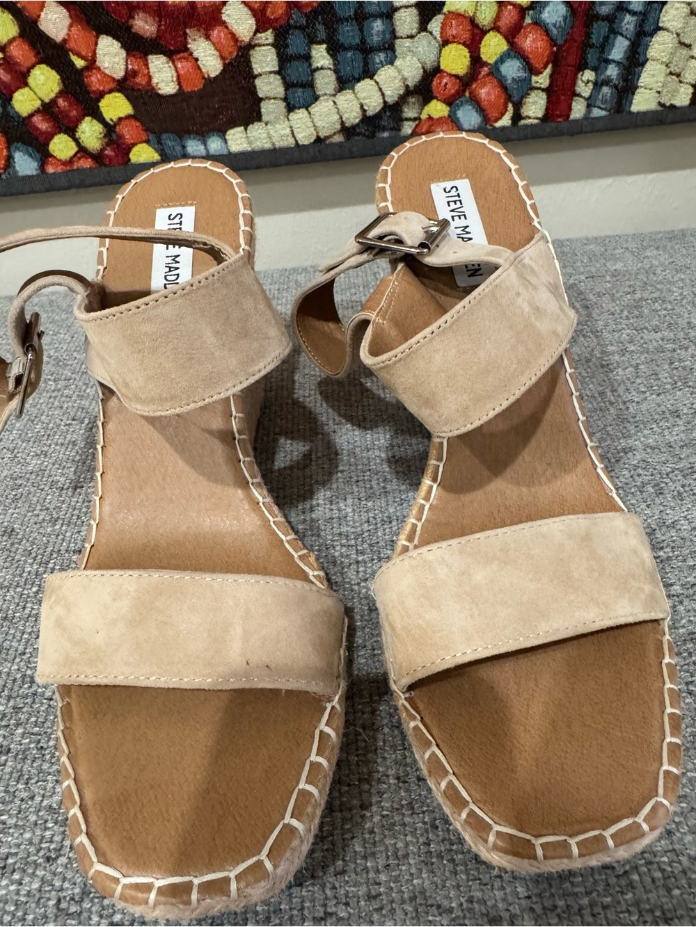Steve Madden Tan Suede Double-Strap Sandals